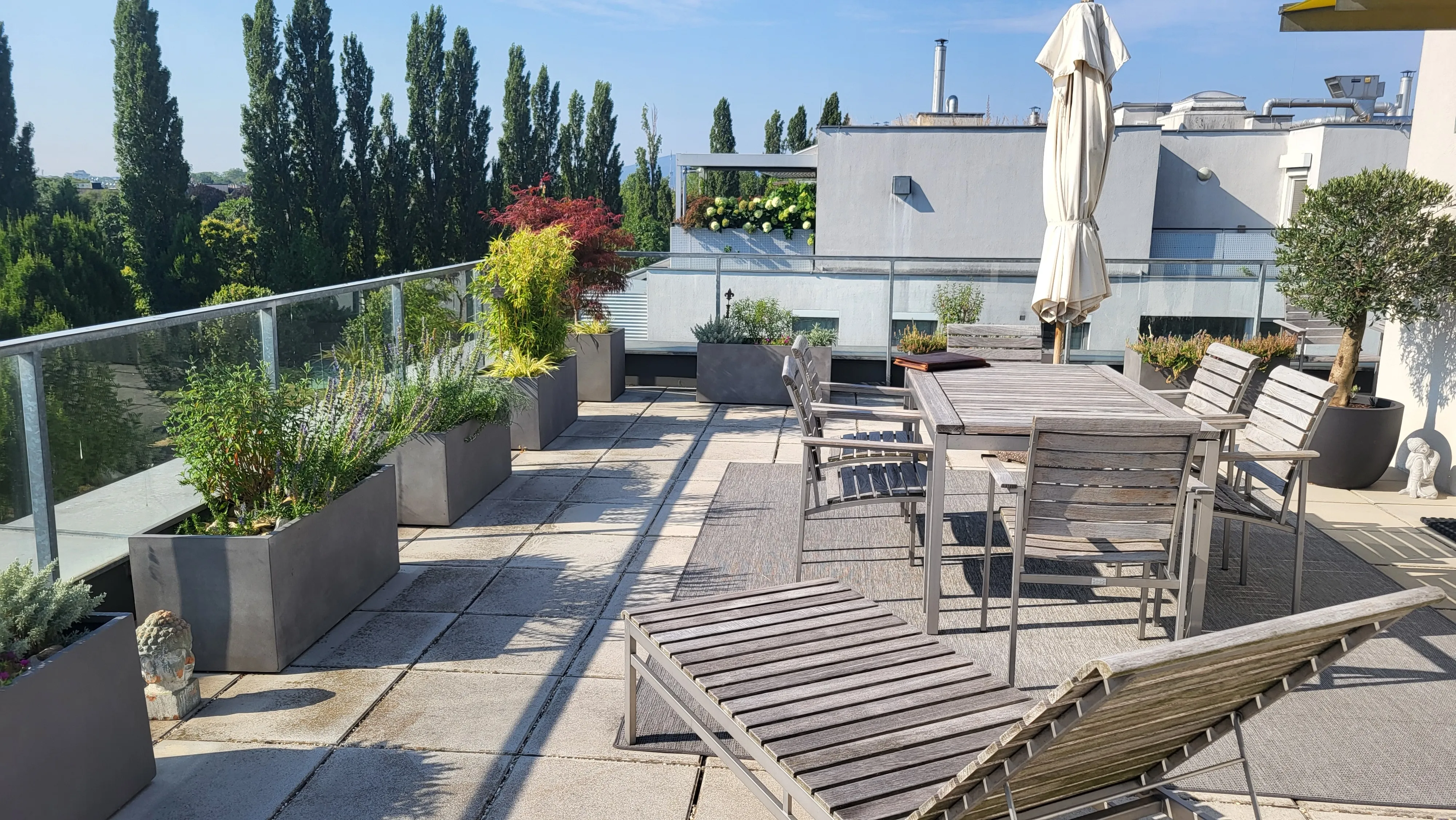 Detail der trockenheitsverträglichen Terrassenbepflanzung